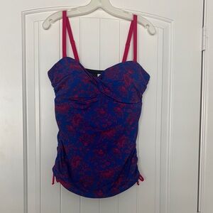 Boden Blue Tankini Top with Pink Floral Print